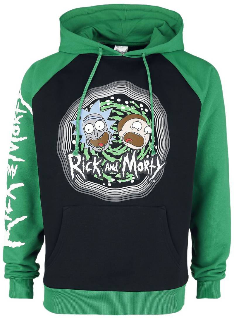 Rick And Morty Portal Kapuzenpullover schwarz grün in S von Rick And Morty