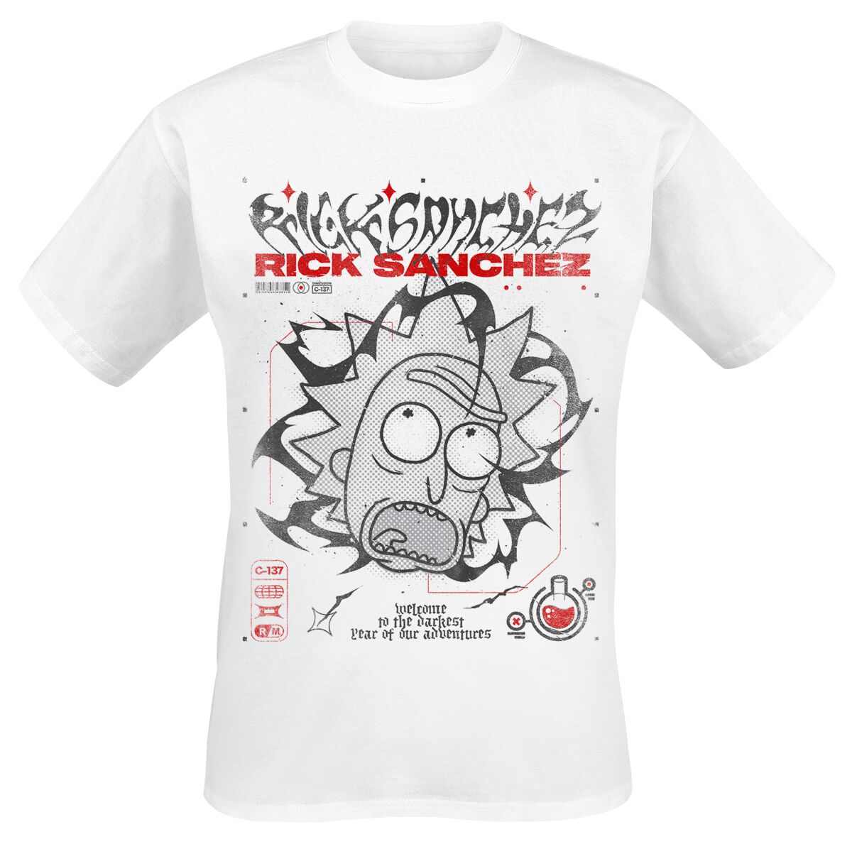 Rick And Morty T-Shirt - Darkest Year - M bis XXL - für Männer - Größe L - weiß  - Lizenzierter Fanartikel von Rick And Morty