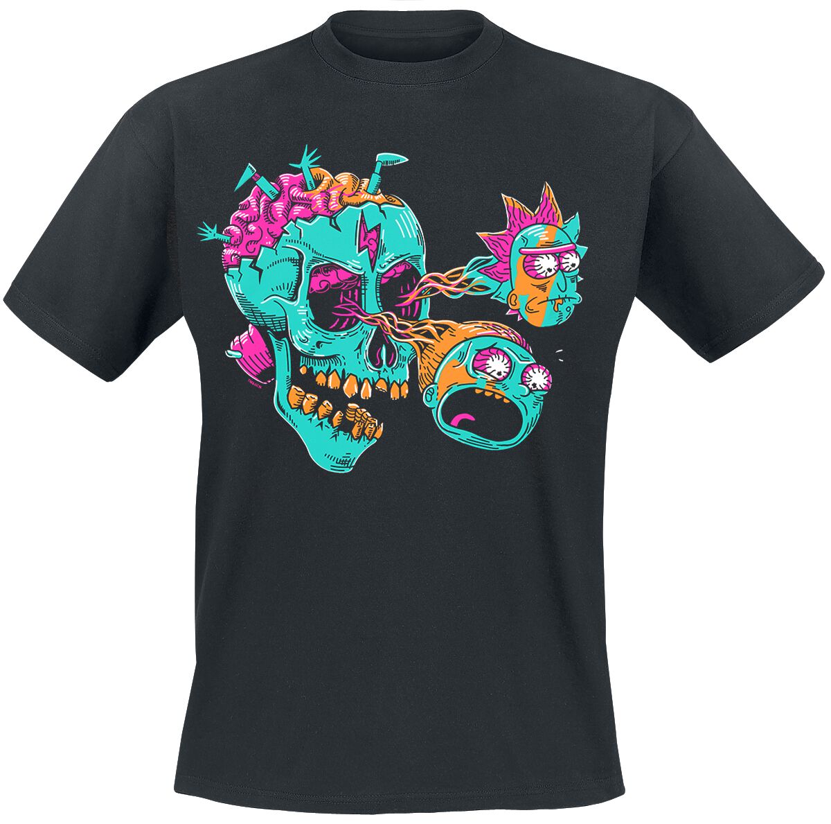 Rick And Morty T-Shirt - Eyeball Skull - M bis XL - für Männer - Größe L - schwarz  - Lizenzierter Fanartikel von Rick And Morty