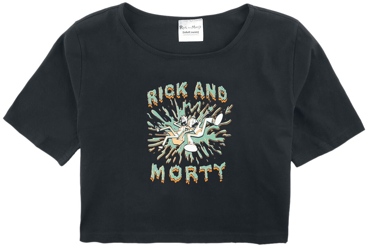 Rick And Morty T-Shirt - Kids - Splash - 140 bis 164 - für Mädchen - Größe 164 - schwarz  - Lizenzierter Fanartikel von Rick And Morty