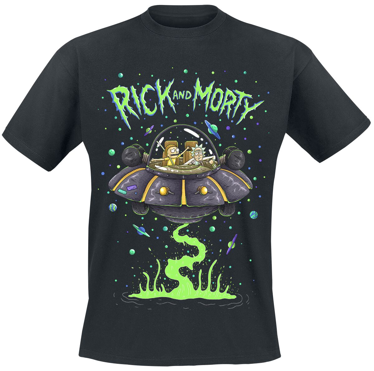 Rick And Morty T-Shirt - Spaceship - S bis XXL - für Männer - Größe XL - schwarz  - Lizenzierter Fanartikel von Rick And Morty