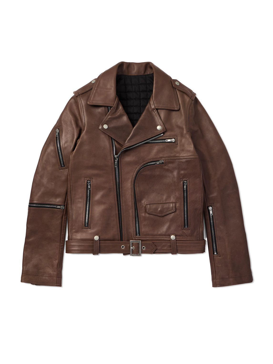 Rick Owens - Bauhaus Stooges Slim-Fit Leather Biker Jacket - Men - Brown - IT 48 von Rick Owens