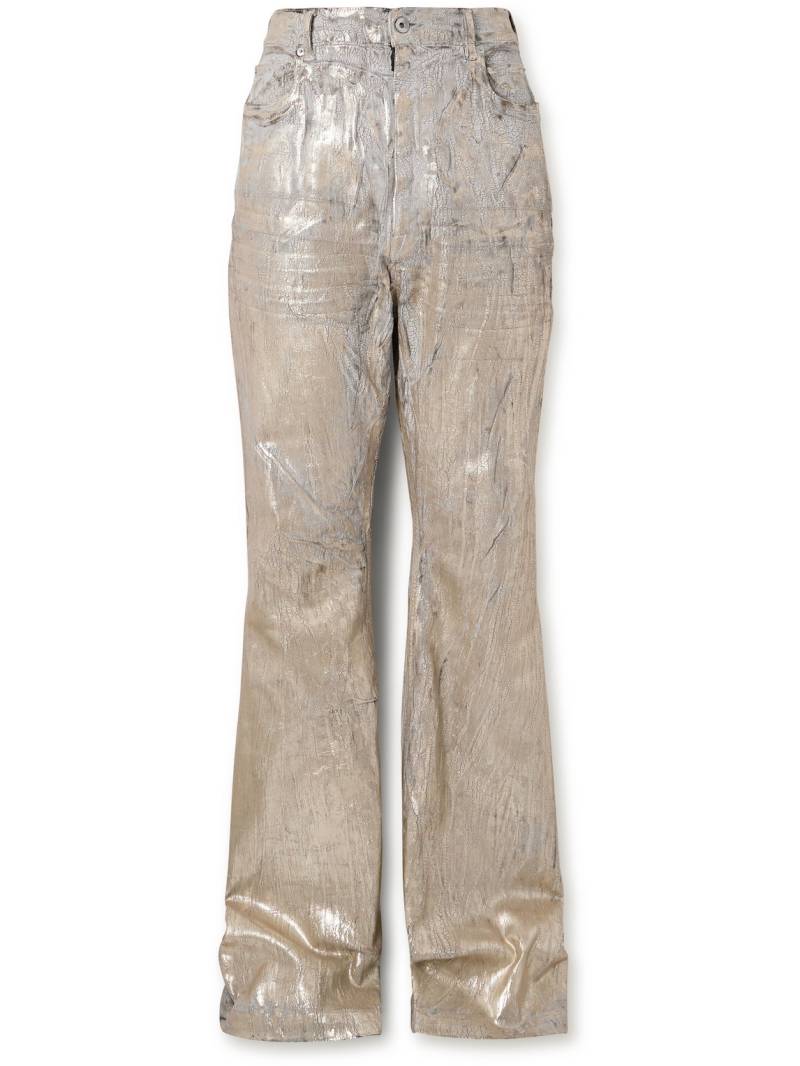 Rick Owens - Bolan Slim-Fit Flared Metallic Megacrust Jeans - Men - Gold - UK/US 34 von Rick Owens
