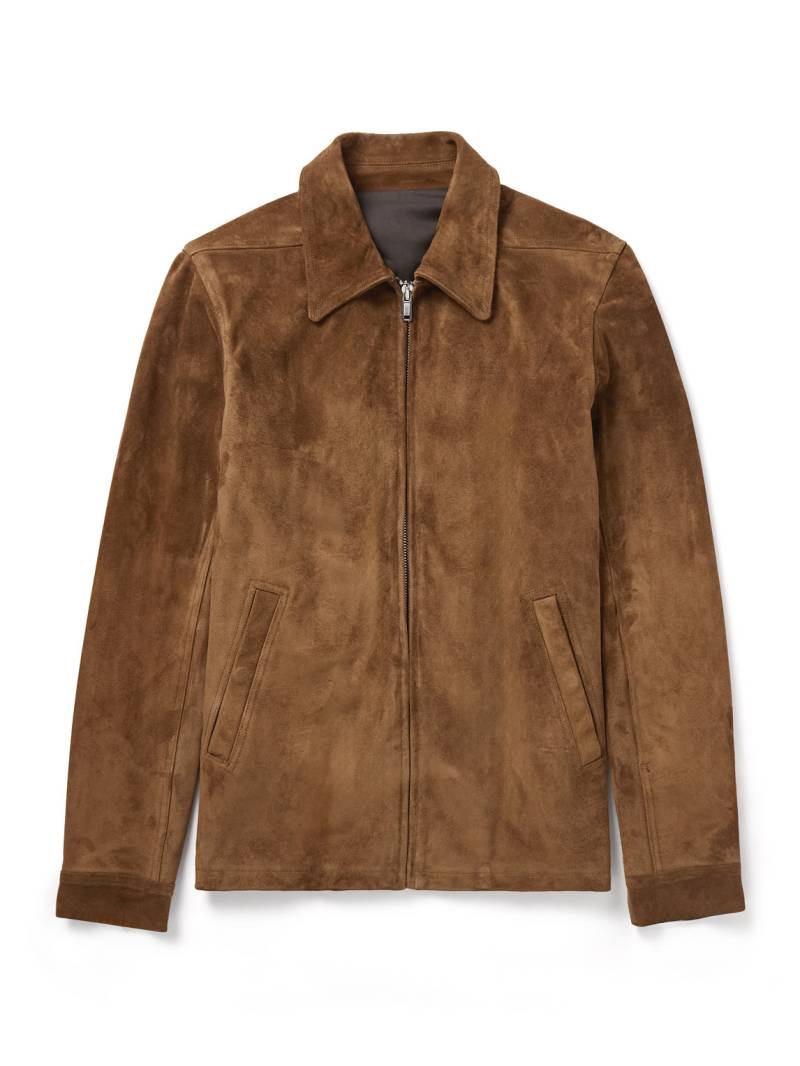 Rick Owens - Brad Webbing-Trimmed Suede Bomber Jacket - Men - Brown - IT 54 von Rick Owens