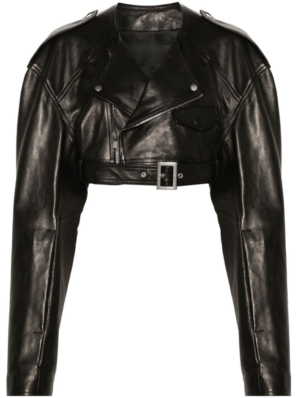 Rick Owens Cropped-Bikerjacke aus Leder - Schwarz von Rick Owens