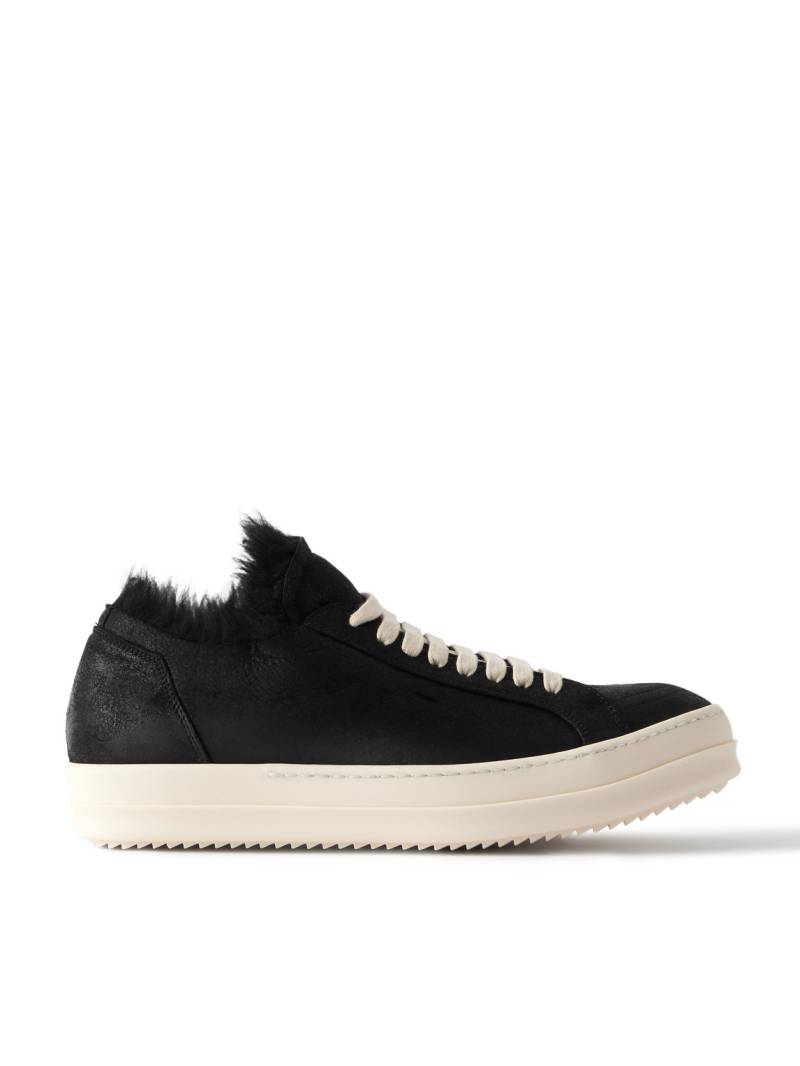 Rick Owens - Curly Shearling-Lined Leather Sneakers - Men - Black - EU 42.5 von Rick Owens