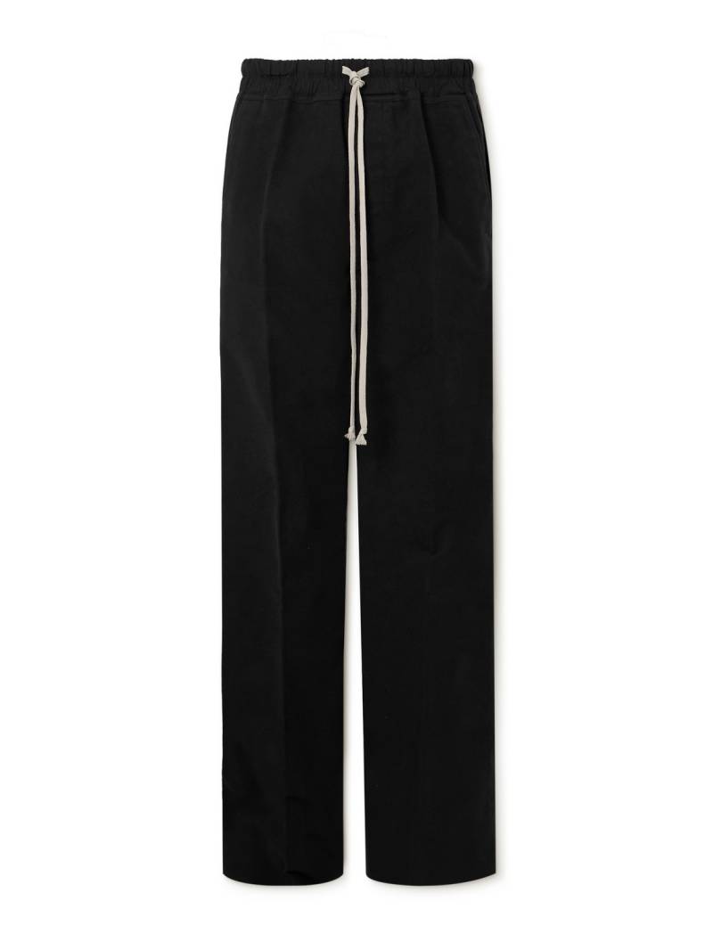 Rick Owens - Dietrich Wide-Leg Brushed Cotton-Twill Drawstring Trousers - Men - Black - IT 46 von Rick Owens
