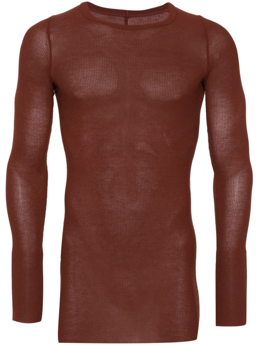 Rick Owens Fein geripptes Langarmshirt - Braun von Rick Owens