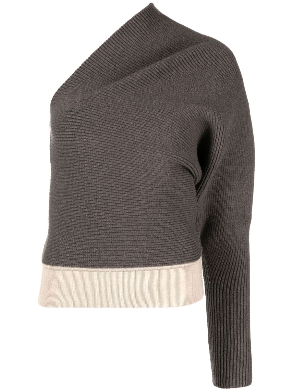 Rick Owens Gerippter One-Shoulder-Pullover - Braun von Rick Owens