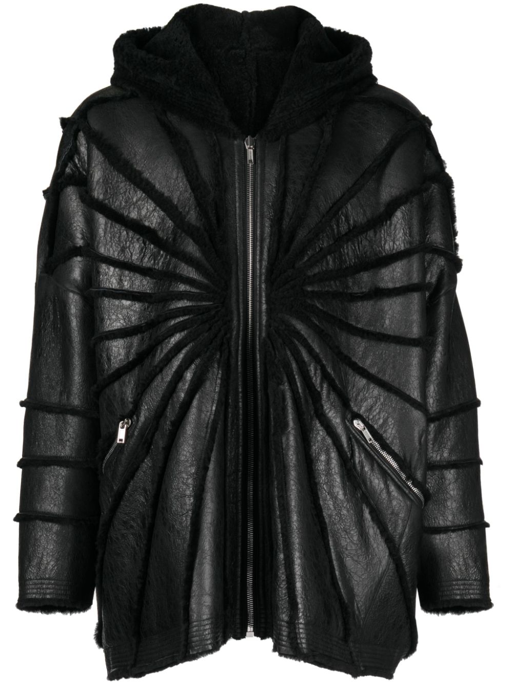 Rick Owens Jumbo Kapuzenjacke mit Shearling-Besatz - Schwarz von Rick Owens