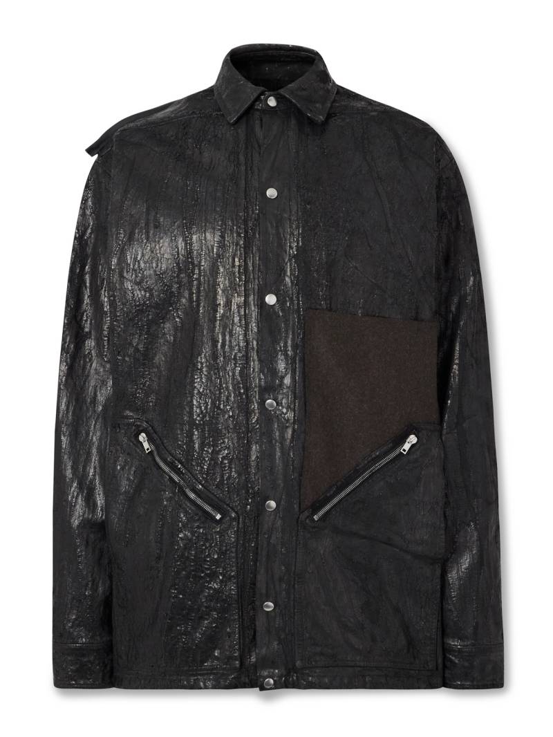 Rick Owens - Oversized Wool-Trimmed Painted Distressed Denim Jacket - Men - Black - IT 54 von Rick Owens