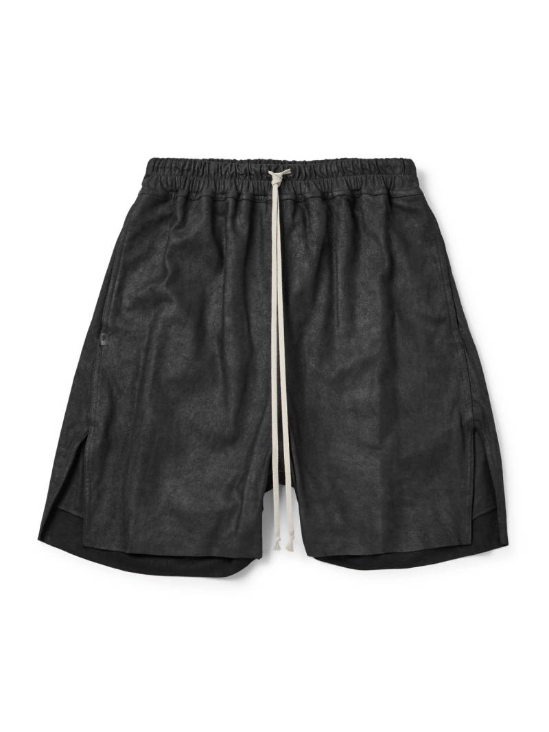 Rick Owens - Straight-Leg Leather Drawstring Shorts - Men - Black - IT 48 von Rick Owens