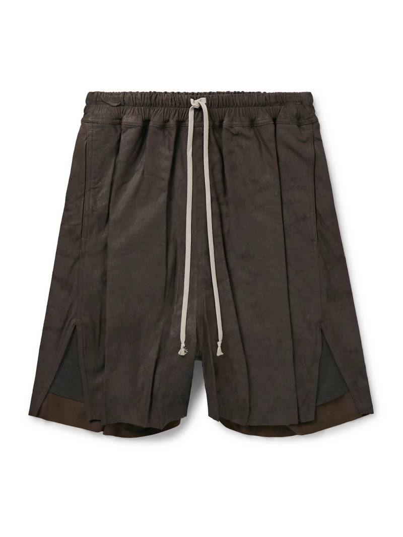 Rick Owens - Straight-Leg Leather Drawstring Shorts - Men - Brown - IT 50 von Rick Owens