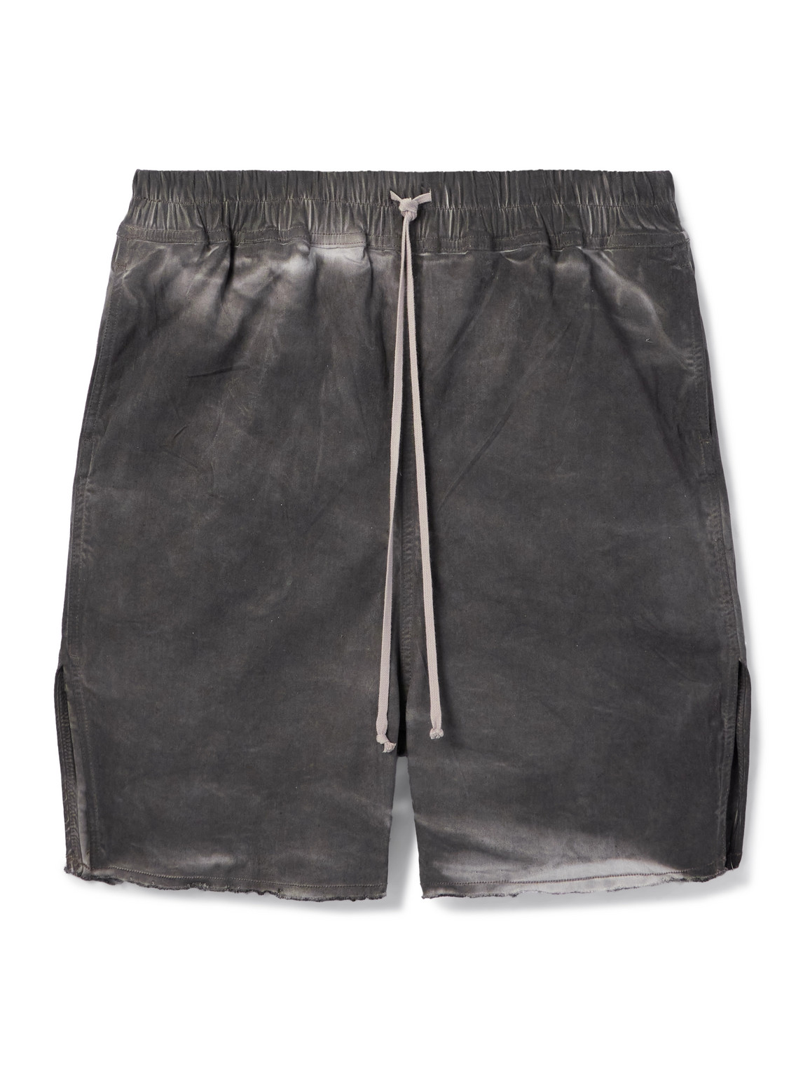 Rick Owens - Wide-Leg Bleached Distressed Stretch-Denim Drawstring Shorts - Men - Gray - IT 52 von Rick Owens