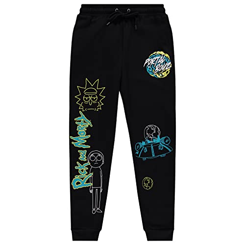 RICK AND MORTY Herren-Jogginghose aus Fleece, Rick & Morty, Sommer, Squanchy, klassische Jogginghose, schwarz, Groß von Rick and Morty