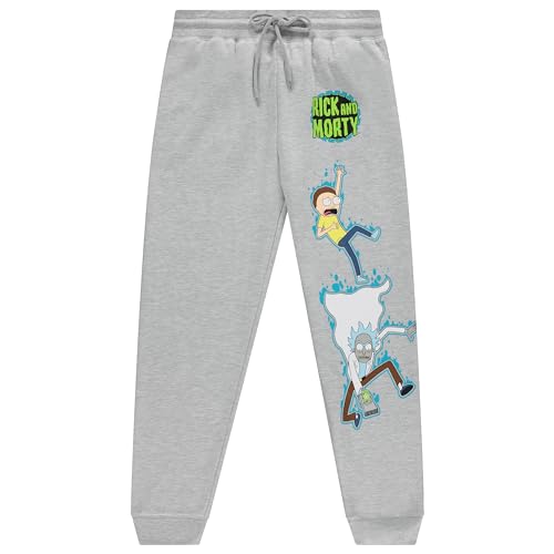 RICK AND MORTY Herren Sweatpants Herren Fleece Jogger Sweatpants – Rick & Morty, Sommer, Squanchy Classic Sweatpants, Meliert, Grau, Groß von Rick and Morty