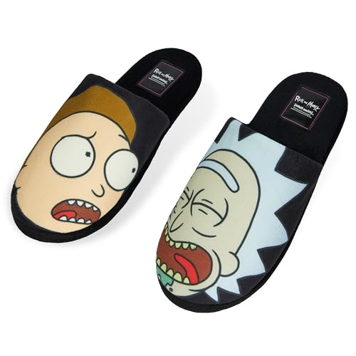 Rick and Morty Hausschuhe Herren Gr. 40-45 - Pantoletten Herren & Teenager Sherpa-gefüttert, Rutschfeste Herrenhausschuhe (Mehrfarbig, 40-41 EU) von Rick and Morty