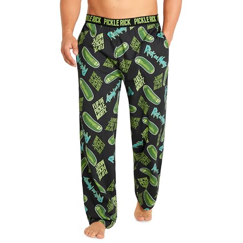 Rick and Morty Herren-Schlafanzughosen - Weihnachts Pyjamahosen für Herren - Schlafhose Herren Lang (Schwarz/Grün, 2XL) von Rick and Morty