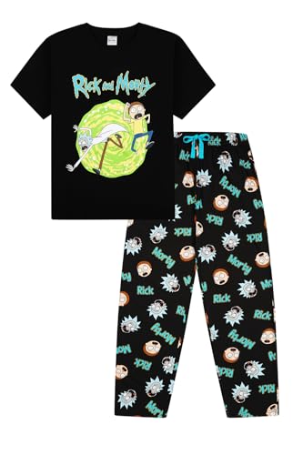 Rick and Morty Langes Herren-Pyjama-Set, Schwarz , XXL von RICK AND MORTY