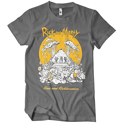 Rick and Morty Offizielles Lizenzprodukt Rest and Ricklaxation Herren T-Shirt (Dunkelgrau), X-Large von Rick and Morty