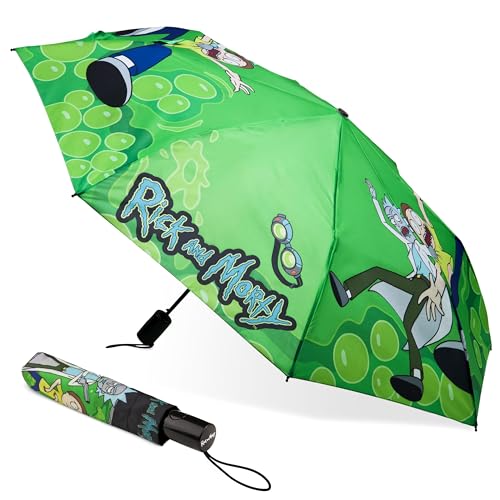 Rick and Morty Regenschirm Klein Faltbar Automatik Tasche Schulranzen Taschenschirme Leicht Kinderschirm Teenager Erwachsene von Ricky and Morty