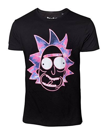 Rick & Morty Herren and Morty Men's Neon Rick Face Extra Large, Black (TS583098RMT-2XL) T-Shirt, Schwarz (Schwarz Schwarz), XXL von Rick and Morty