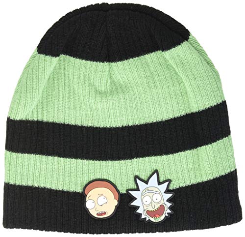 Bioworld Herren Rick and Morty Faces Striped Cuffless Beanie Baby mütze, Grün (Grün), Einheitsgröße von Bioworld