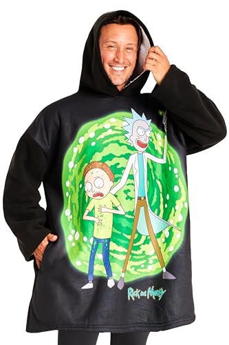 Rick and Morty Übergroße Herren Hoodie Decke mit Ärmeln, Oversized Kapuzenpullover Fleece Tragbare Decken für Herren von Rick and Morty