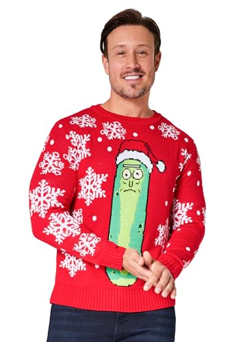 Rick and Morty Weihnachtspullover Herren - Christmas Pullover in M-2XL, Festlicher Christmas Sweater mit Rundhalsausschnitt (Rot, 2XL) von Rick and Morty