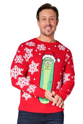 RICK AND MORTY Weihnachtspullover Herren - Christmas Pullover in M-2XL, Festlicher Christmas Sweater mit Rundhalsausschnitt (Rot, M) von RICK AND MORTY