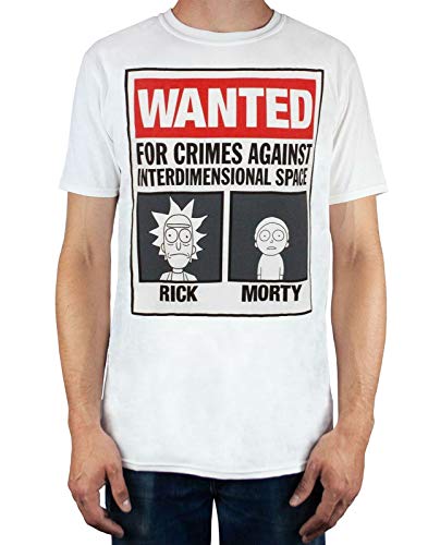 Rick und Morty T-Shirt Herren gesucht Poster Kurzarm weiß Top Large von Rick and Morty
