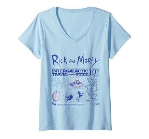 Damen Rick and Morty Merch Intergalactic Reiseführer T-Shirt mit V-Ausschnitt von Rick & Morty