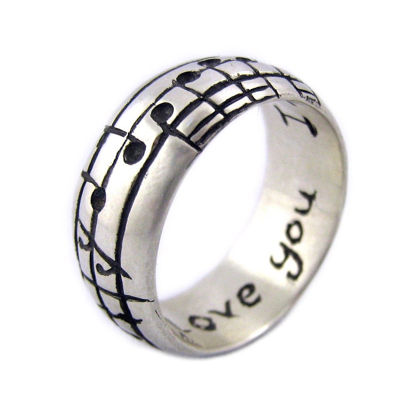Die Ursprüngliche Musik Note Ring Song Sterling Ehering Personalisierte Notenblatt Benutzerdefinierte Schmuck Freund Geschenk 14 von RicksonJewelry