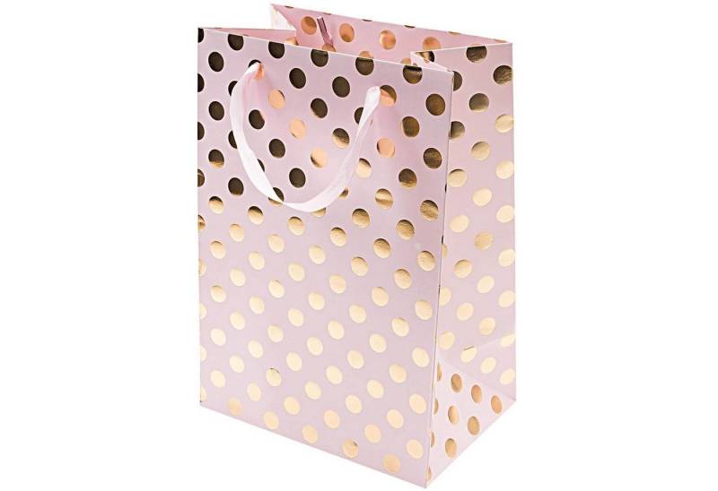Rico Design Tragetasche Rico Design Geschenktüte rosa Punkte gold 18x26x12cm von Rico Design