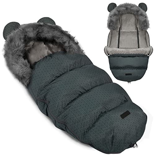 Ricokids Babyfußsack Kinderwagenfußsack Kinderwagen Fußsack Winterfußsack Elmi 96 x 45cm Graphit von Ricokids