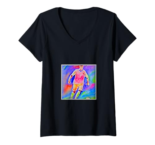 Damen Fußball-Fokus T-Shirt mit V-Ausschnitt Damen Fußball-Fokus T-Shirt mit V-Ausschnitt von Ricorino