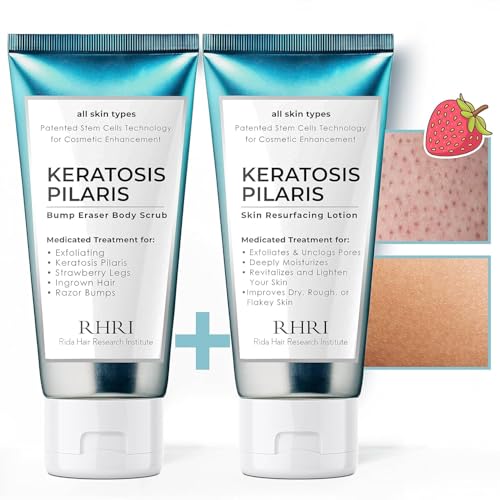 Rida Hair Research Institute - KP Bump Eraser Körperpeeling Set + Keratosis Pilaris Beinpflege Erdbeere für Frauen von Rida Hair Research Institute