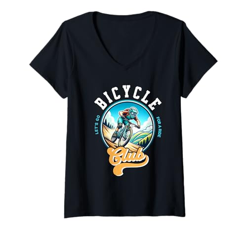 Damen Let's Go Bicycle Club, fahr Dein Fahrrad, Radfahren T-Shirt mit V-Ausschnitt Damen Let's Go Bicycle Club, fahr Dein Fahrrad, Radfahren T-Shirt mit V-Ausschnitt von Ride Your Bike Club Adventure Today