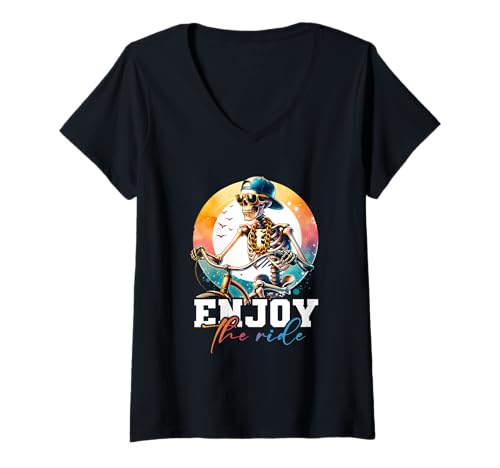 Damen Genießen Sie The Ride Cycling Adventure Art T-Shirt mit V-Ausschnitt Damen Genießen Sie The Ride Cycling Adventure Art T-Shirt mit V-Ausschnitt von Ride Your Bike Enjoy The Ride Skeleton