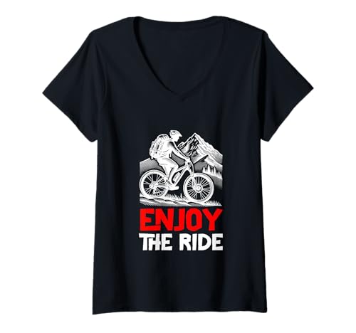 Damen Genießen Sie das Ride Cycling Adventure Ride Your Bike T-Shirt mit V-Ausschnitt von Ride Your Bike Enthusiast Life Outdoors Adventure