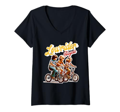 Damen Lowrider Fahrradfahren Ihr Fahrrad Radsport Spaß T-Shirt mit V-Ausschnitt Damen Lowrider Fahrradfahren Ihr Fahrrad Radsport Spaß T-Shirt mit V-Ausschnitt von Ride Your Bike Lowrider Cycling Adventure
