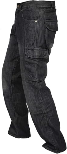 Rider Protec® Herren Motorradhose Jeans Cargohose mit Hüft- und Knieprotektoren und schützendem Aramid-Futter Bikerhose für Rennfahrer RP-IM-GRP von Rider Protec