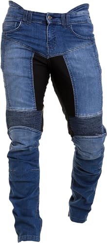 Rider Protec® Motorradjeans für Herren Sportliche Motorradhose mit Hüft- und Knieprotektoren, Motorradhose mit schützendem Aramidfutter Bikerhose für Rennfahrer RP-023 von Rider Protec
