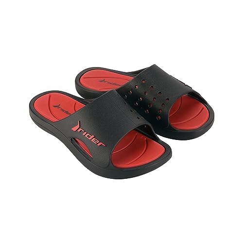 Rider Herren Bay XIII AD Schiebe-Sandalen, Black/RED, 44 EU von Rider