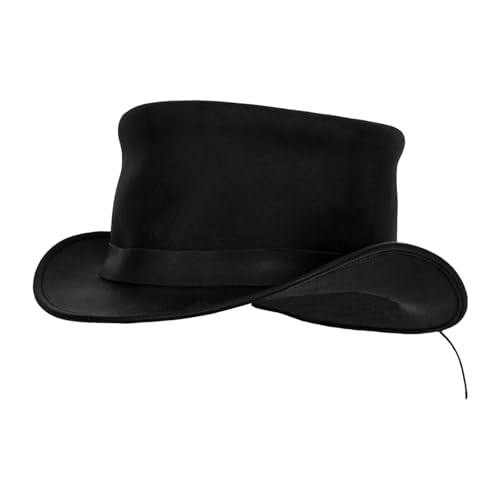 RiderVibe Schwarzer Zylinderhut, modischer Gentleman-Hut mit großem Kopfumfang, schwarzer Lederhut, Cowboyhut, Schwarz, M/L RiderVibe Schwarzer Zylinderhut, modischer Gentleman-Hut mit großem Kopfumfang, schwarzer Lederhut, Cowboyhut, Schwarz, M/L von RiderVibe
