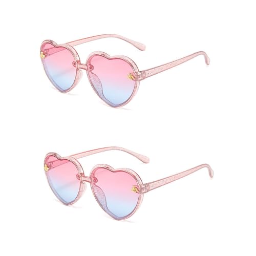 Ridering Herz-Sonnenbrille für Kleinkinder, Mädchen, glänzend, niedlich, modisch, UV400-Schutz, herzförmige Sonnenbrille, 2 x Transparentes Pink, Einheitsgröße Ridering Herz-Sonnenbrille für Kleinkinder, Mädchen, glänzend, niedlich, modisch, UV400-Schutz, herzförmige Sonnenbrille, 2 x Transparentes Pink, Einheitsgröße von Ridering