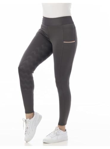 RIDING WORLD - Reitleggings für Damen Agadir | Leggings zum Reiten | Reithose mit Silikon-Vollbesatz & breitem Bund | Reiterhose mit 2 Handytaschen | Damen Reitbekleidung in Grau | Größe 40 von RIDING WORLD