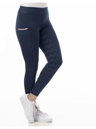 RIDING WORLD - Reitleggings für Damen Agadir | Leggings zum Reiten | Reithose mit Silikon-Vollbesatz & breitem Bund | Reiterhose mit 2 Handytaschen | Damen Reitbekleidung in Marineblau | Größe 38 von RIDING WORLD