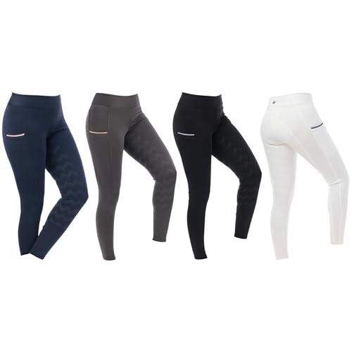 RIDING WORLD - Reitleggings für Damen Agadir | Leggings zum Reiten | Reithose mit Silikon-Vollbesatz & breitem Bund | Reiterhose mit 2 Handytaschen | Damen Reitbekleidung in Schwarz | Größe 36 von RIDING WORLD