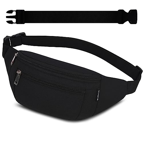 Bauchtasche Gürteltasche Hüfttasche Sport für Damen und Herren Wasserdicht Bauchtasche Doggy Bag Outdoor Groß Handytasche Umhängetasche Camping Wandern Fahrrad Running (Schwarz-erweitern) von Ridirun